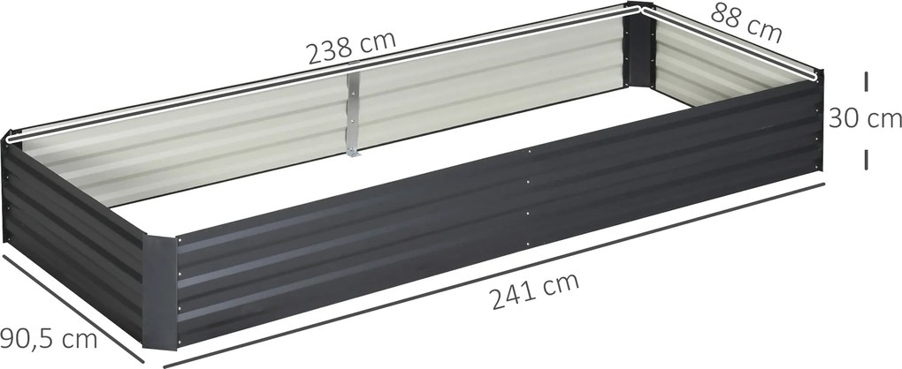 Outsunny Wysokie Grządki ze Stali, otwarte dno, łatwy montaż, 95 dł. x 90,5 szer. x 29,8 wys. cm, Szary