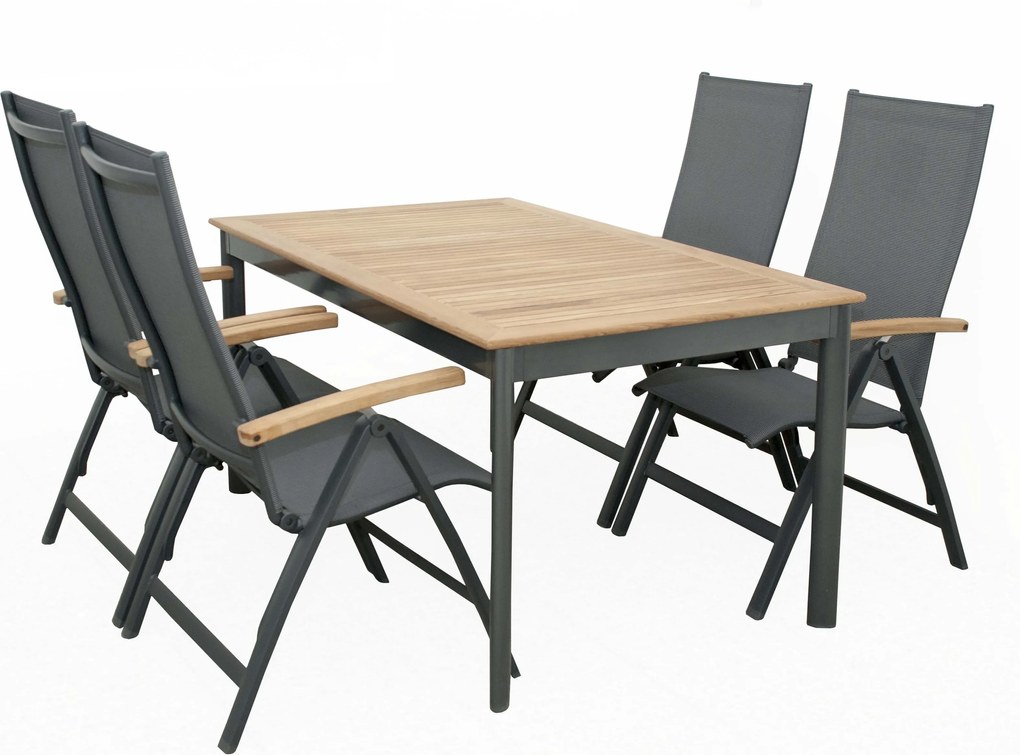 Doppler CONCEPT FSC - stół ogrodowy z blatem tekowym 150 x 90 x 75 cm