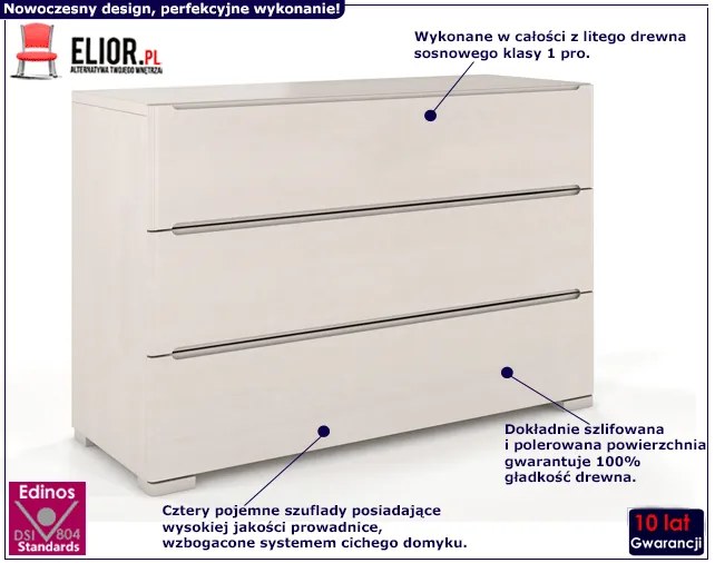 Komoda drewniana 3 szuflady Inca 2S - Biały mat