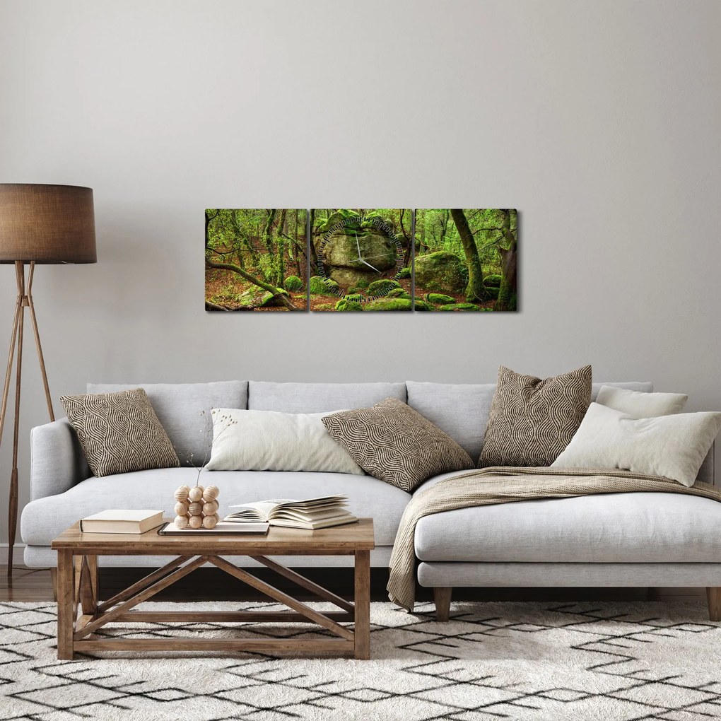 Obraz magicznego lasu (z zegarem) (90x30 cm)