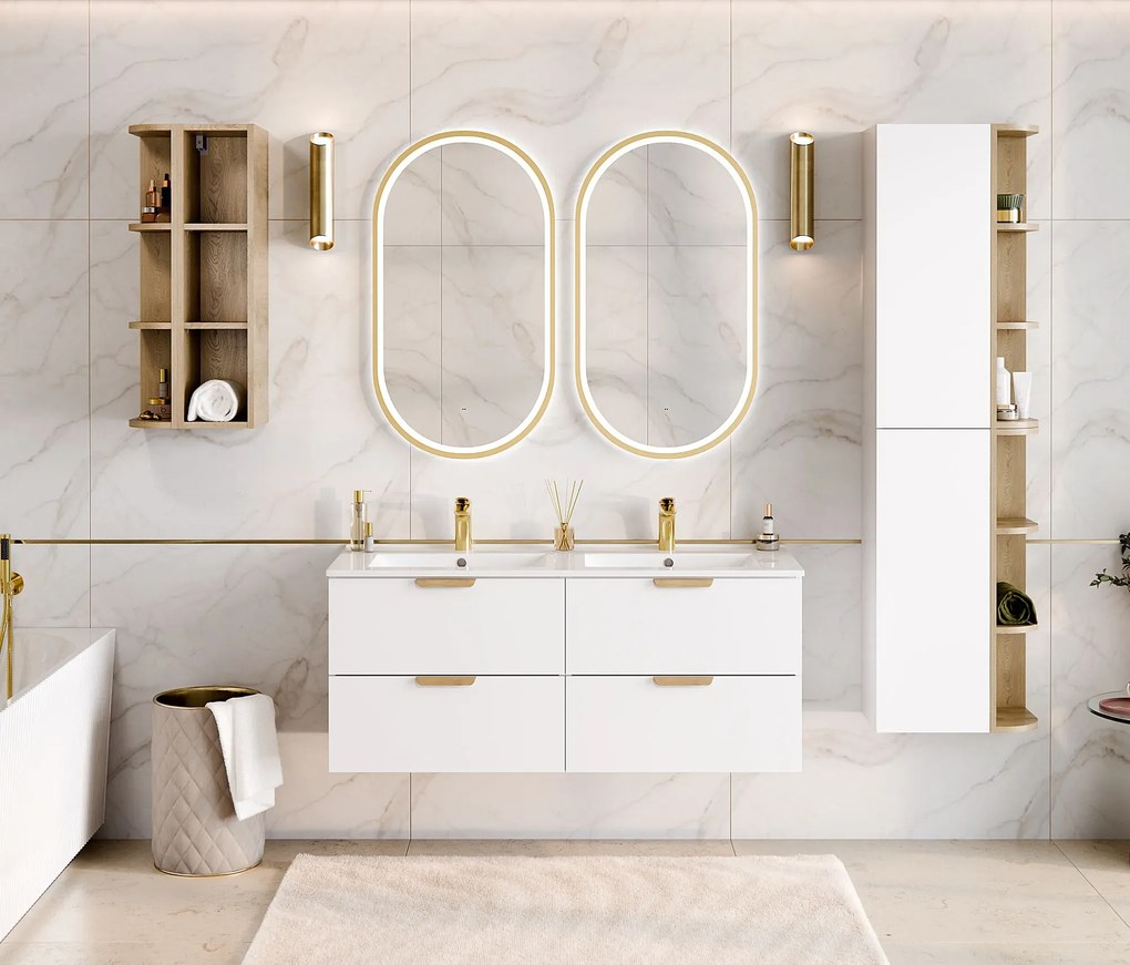 Biały wiszący słupek łazienkowy - Verdessa 11X E6-B62