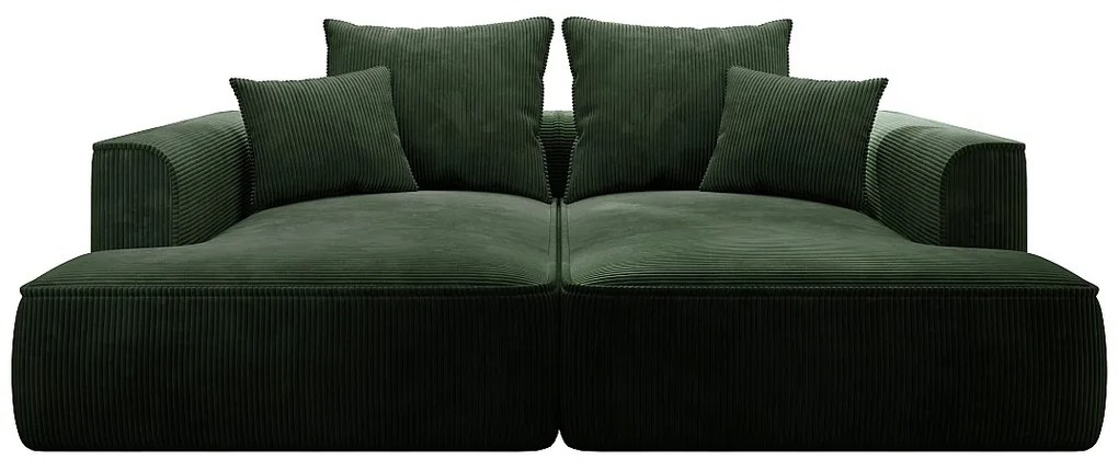 Kanapa 3-osobowa z głębokim siedziskiem z zielonego sztruksu - PINETA