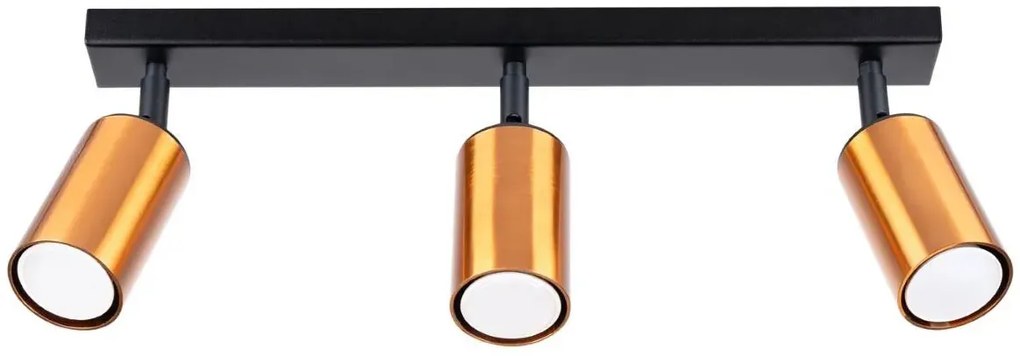 Potrójna lampa sufitowa z reflektorkami czarny + miedź - A571 B3-G48