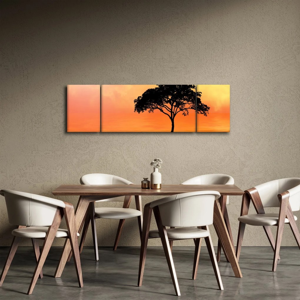 Obraz drzewa o zachodzie słońca (170x50 cm)
