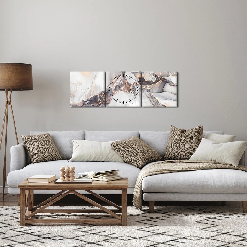 Obraz - Imitacja marmuru (z zegarem) (90x30 cm)