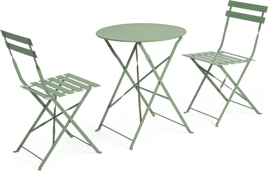 Szałwiowy stalowy zestaw mebli ogrodowych dla 2 osób Austin – Bizzotto