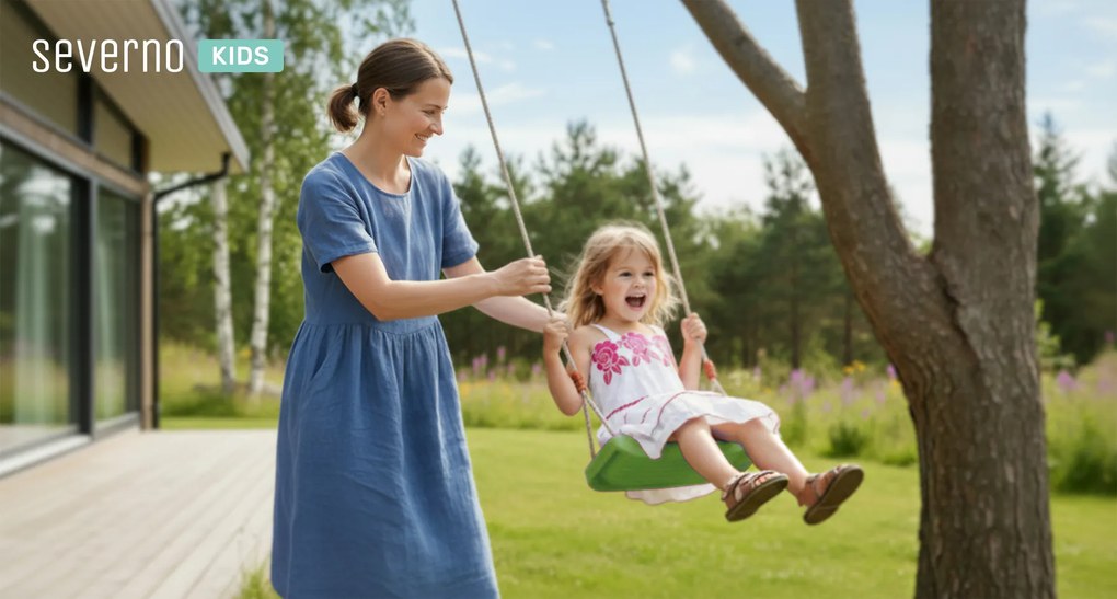 Huśtawka ogrodowa dla dzieci plastikowa ZOYA zielona