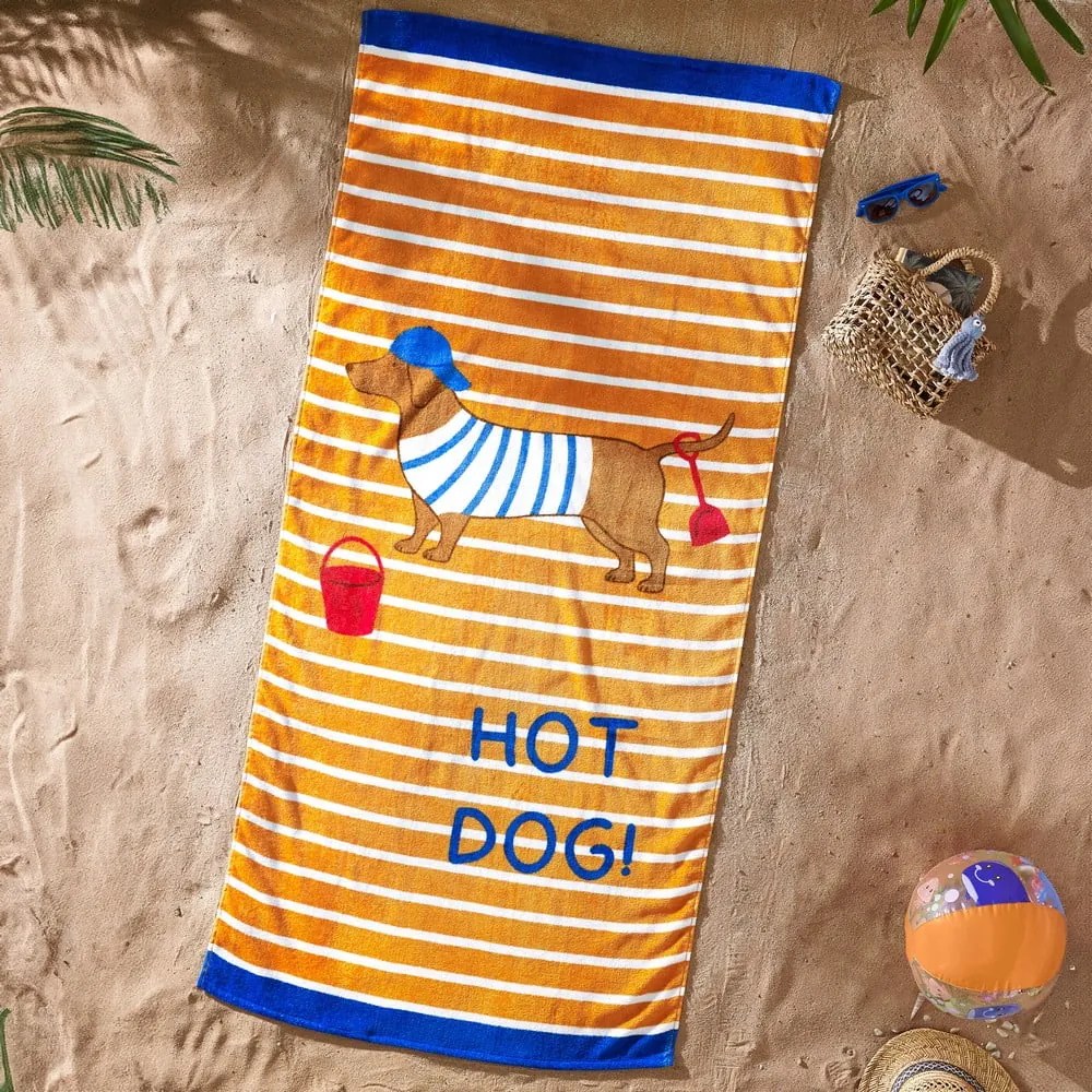 Pomarańczowy bawełniany ręcznik plażowy 76x160 cm Hot Dog – Catherine Lansfield