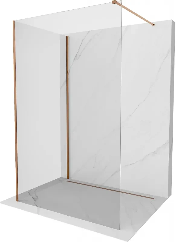 Mexen Kioto ścianka prysznicowa Walk-in 135 x 120 cm, transparent, różowe złoto - 800-135-212-60-00-120