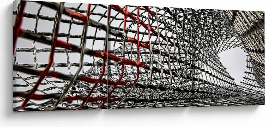 Obraz żelaznej konstrukcji (z zegarem) (90x30 cm)