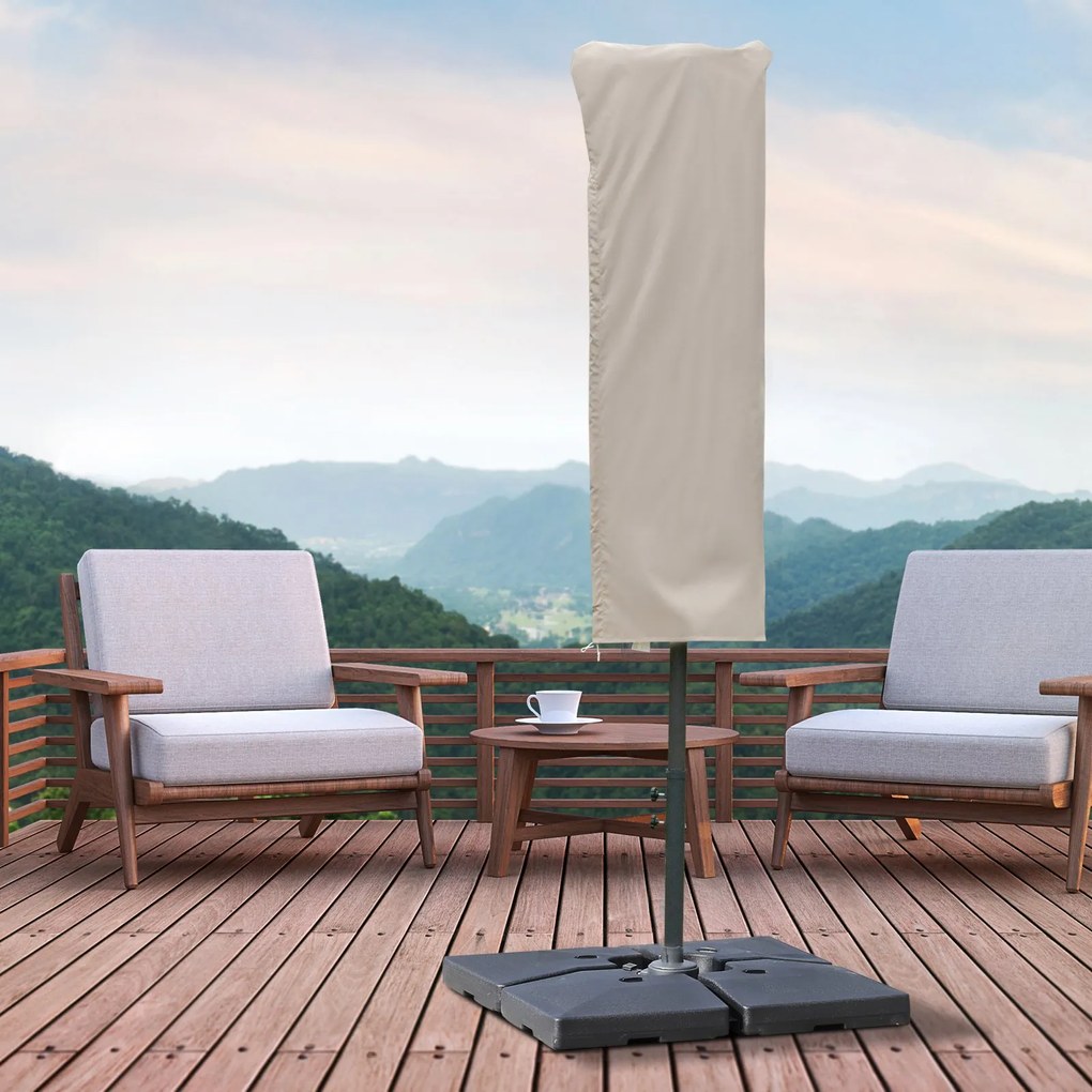 Outsunny Pokrowiec na parasol ogrodowy, odporny na wiatr, khaki, Ø57x160cm | Aosom PL