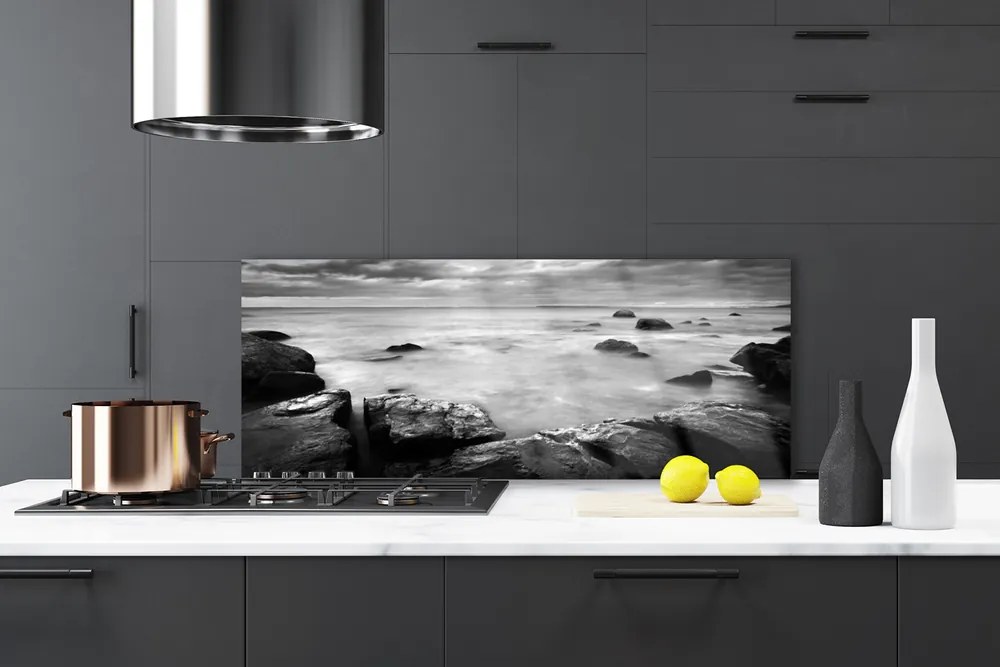 Panel Szklany do Kuchni Surowy Brzeg Oceanu