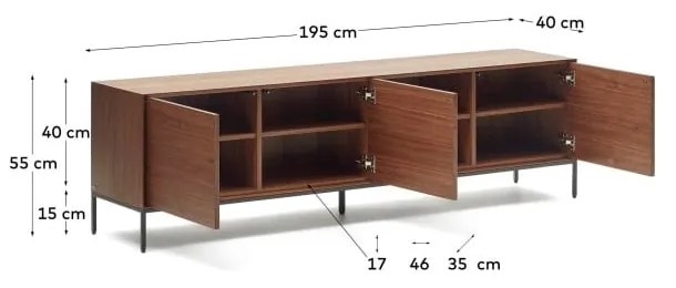 Szafka pod TV w dekorze orzecha 195x55 cm Vedrana – Kave Home