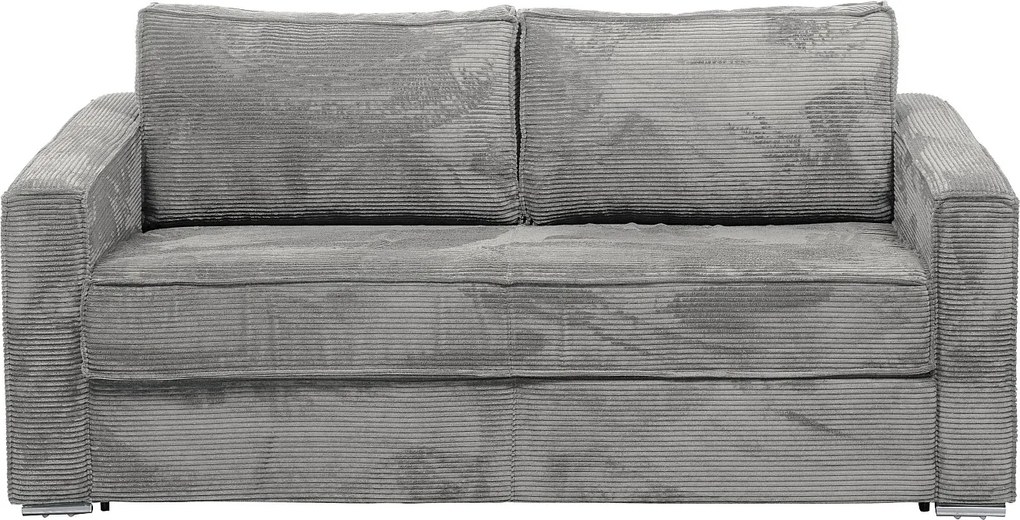 Kanapa 4-osobowa rozkładana typu express z jasnoszarego sztruksu - Miejsce do spania 160 cm - Materac 22 cm z pamięcią kształtu - LORETO