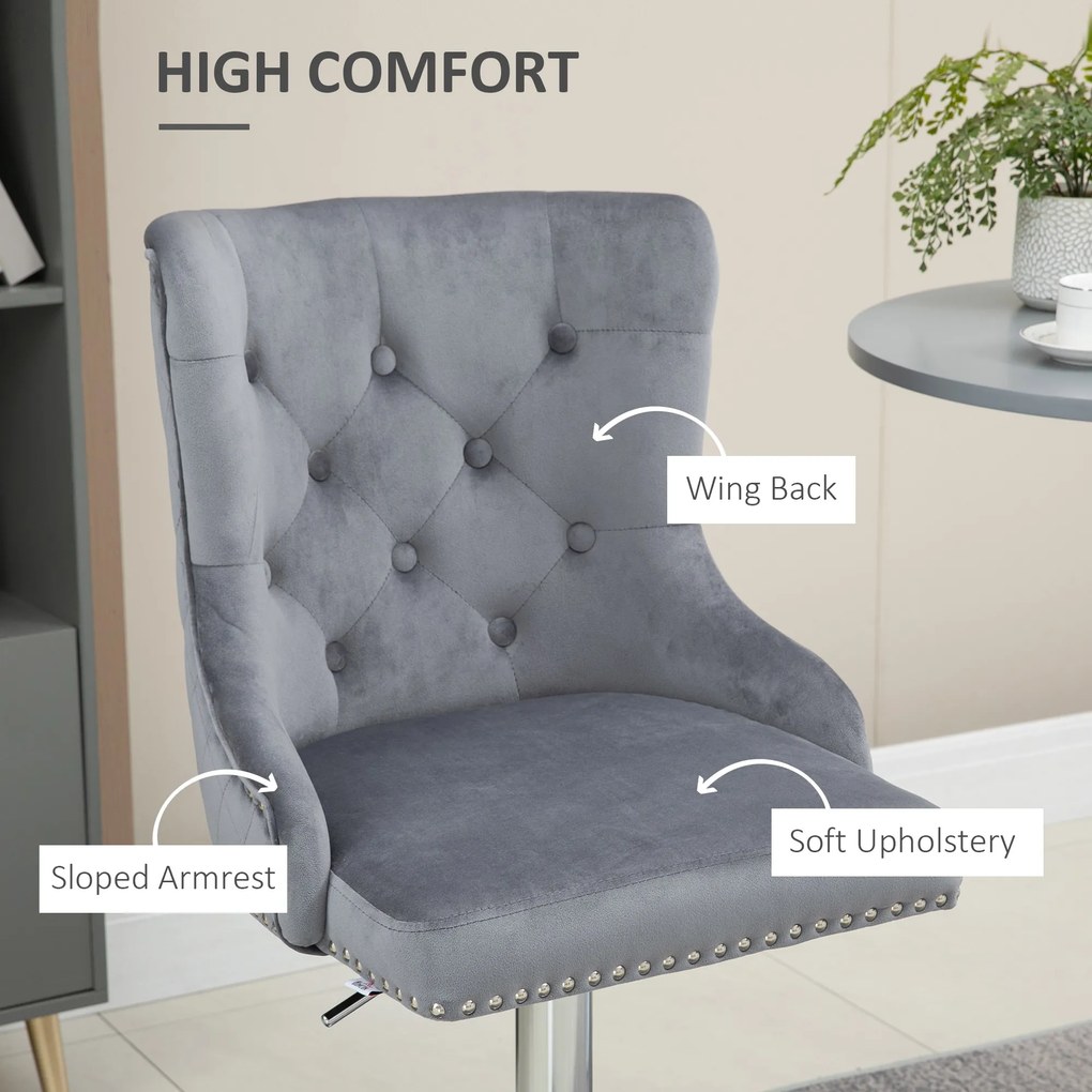 HOMCOM Zestaw 2 taboretów barowych regulowana wysokość obrotowe siedzisko stylowe i wygodne szare | Aosom PL