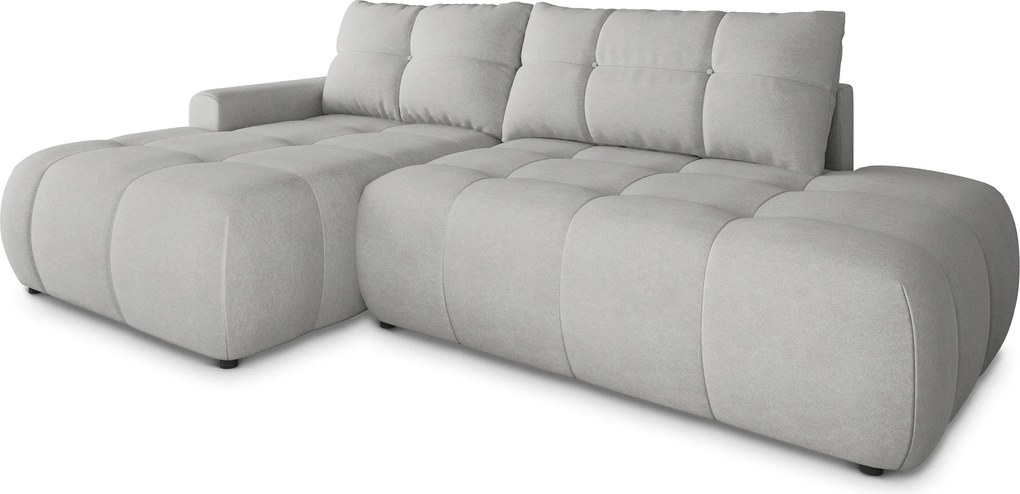 Masseno Narożnik FLUMA z funkcją spania i pojemnikiem na pościel Narozniki L, Rozkładana sofa - Jasnoszary, CASTEL 80