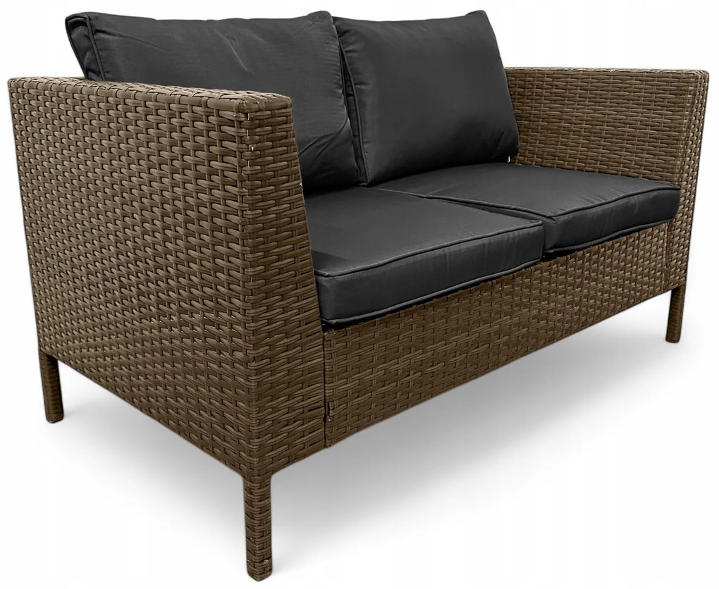 Zestaw mebli do ogrodu Breza, kolor jasny brąz, poduszki szare