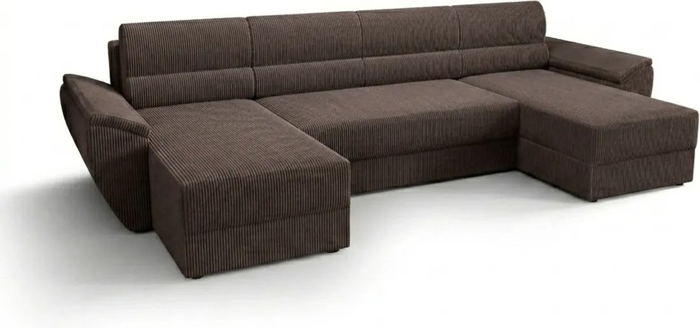 PROMOCJA Rozkładana sofa w kształcie U TAVERO 321x140 cm, brąz II. klasa jakości