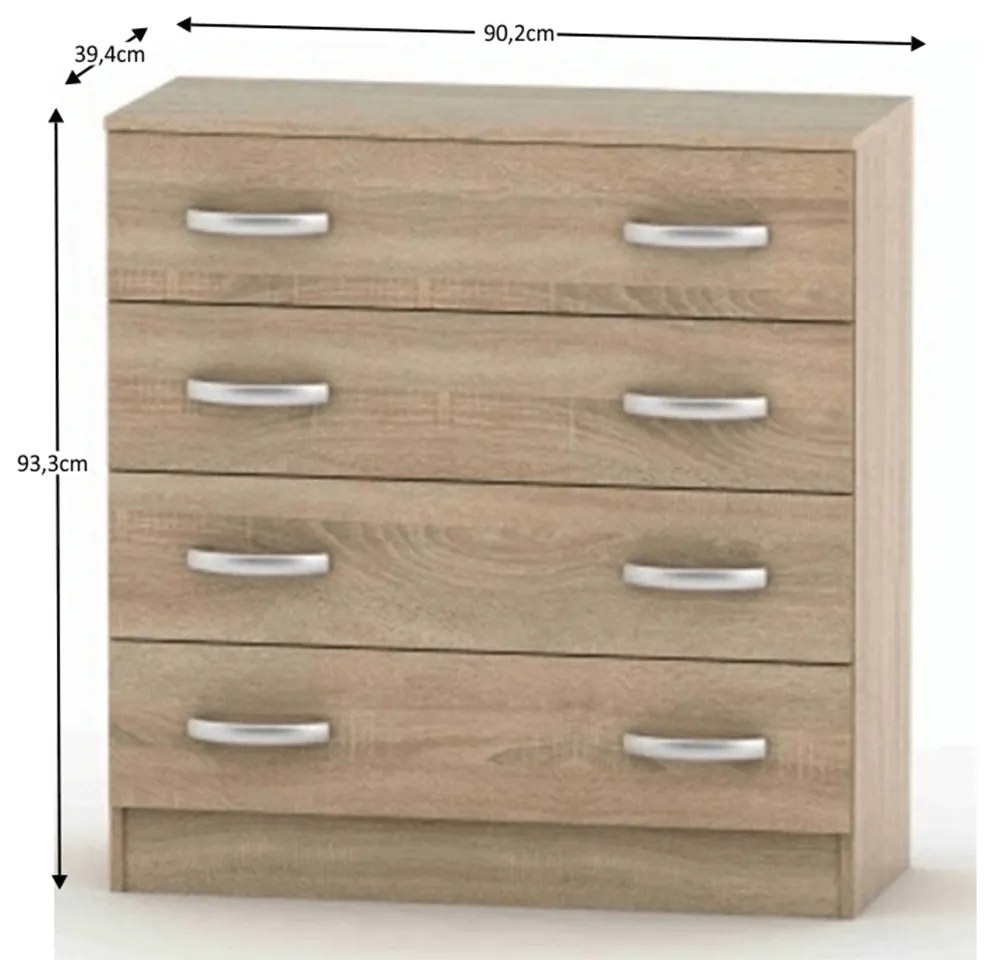 Komoda BETTY 4S, dąb sonoma