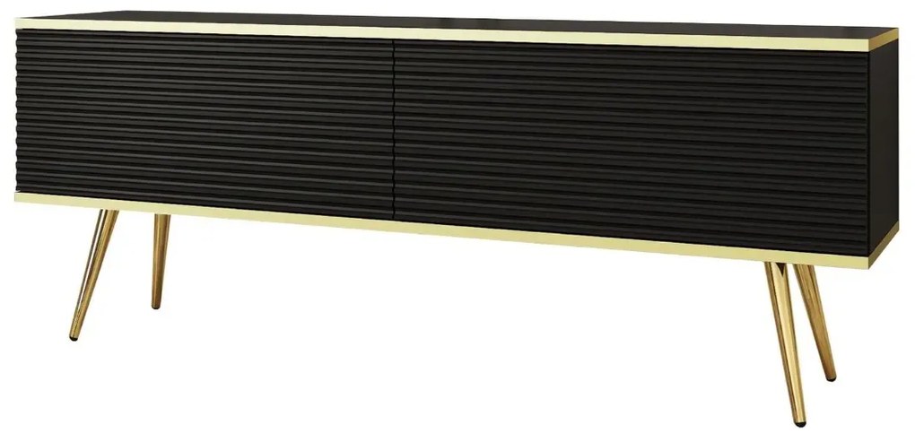 Szafka RTV KARL 3D 135cm wisząca/stojąca czarny mat PIASKI Meble