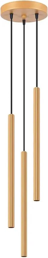 Złota lampa z 3 ryflowanymi długimi kloszami - A613 H2-K23