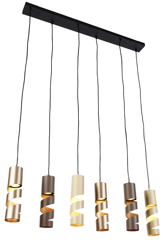 Moderne hanglamp zwart met taupe en beige 6-lichts - Stream Nowoczesny Oswietlenie wewnetrzne