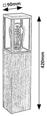 Rabalux 7196 zewnętrzny niski słupek latarnia z drewnianymi elementami Wales