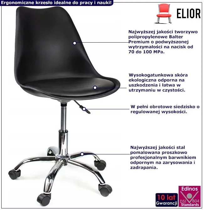 Czarne krzesło obrotowe z regulacją - Tunier 3X