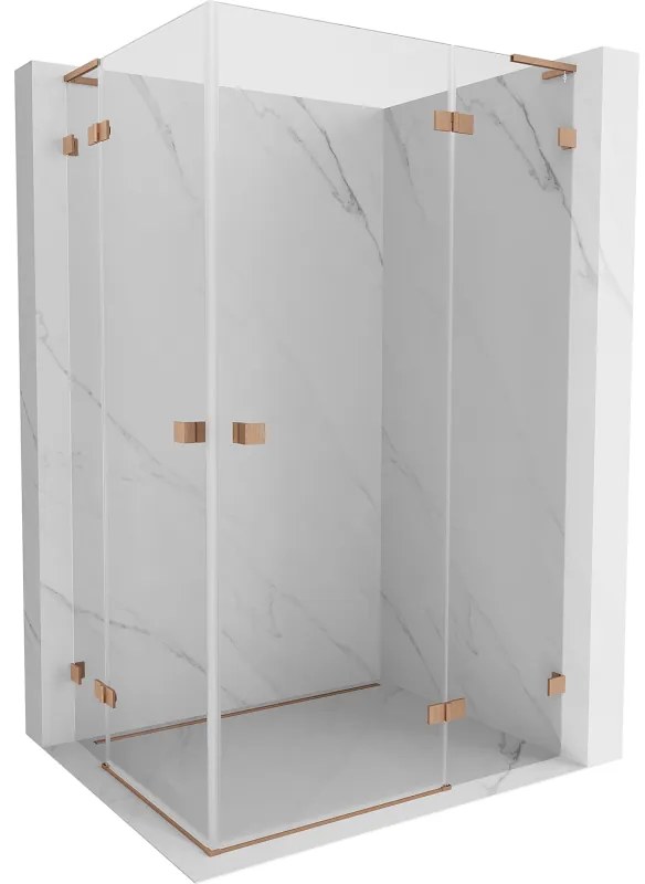 Mexen Lunar L Duo kabina prysznicowa uchylna prawa 120 x 85 cm, transparent, miedź szczotkowana - 834L-120P-085L-65-00