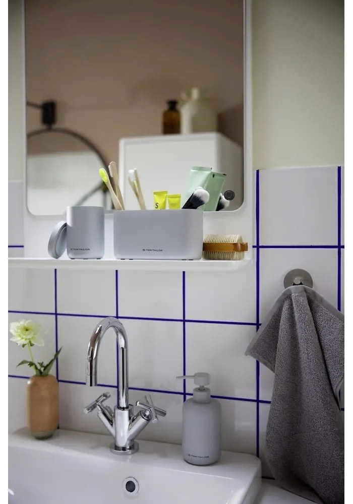 Szary organizer łazienkowy na waciki z żywicy polimerowej Tom Tailor T-Color Bath – Wenko