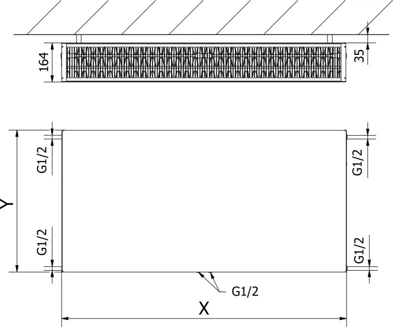 Mexen Flat CCF33 grzejnik płytowy 600 x 500 mm, podłączenie dolne środkowe, 1100 W, biały - W6C33F-060-050-00