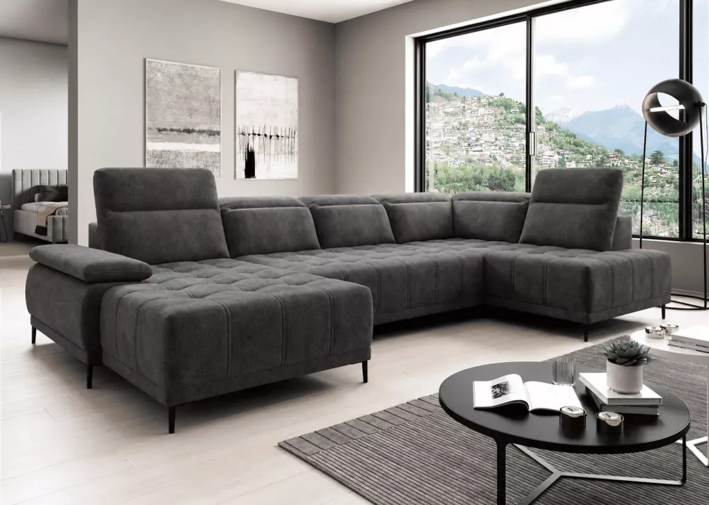 Nowoczesny narożnik Focus XL z elektrycznym siedziskiem i funkcją relax
