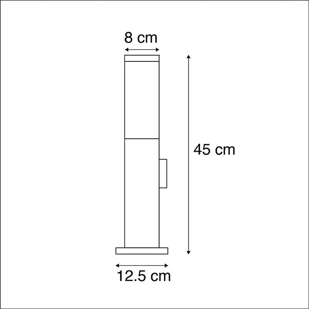 Lampa zewnętrzna stalowa z gniazdkiem IP44 - Malios z kołkiem uziemiającym i przejściem kablowo-przewodowym