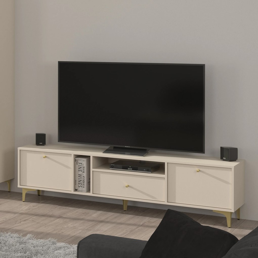 Szafka RTV stojąca TORINO 180 cm do Salonu pod Telewizor 1 Szuflada - Odcienie beżu