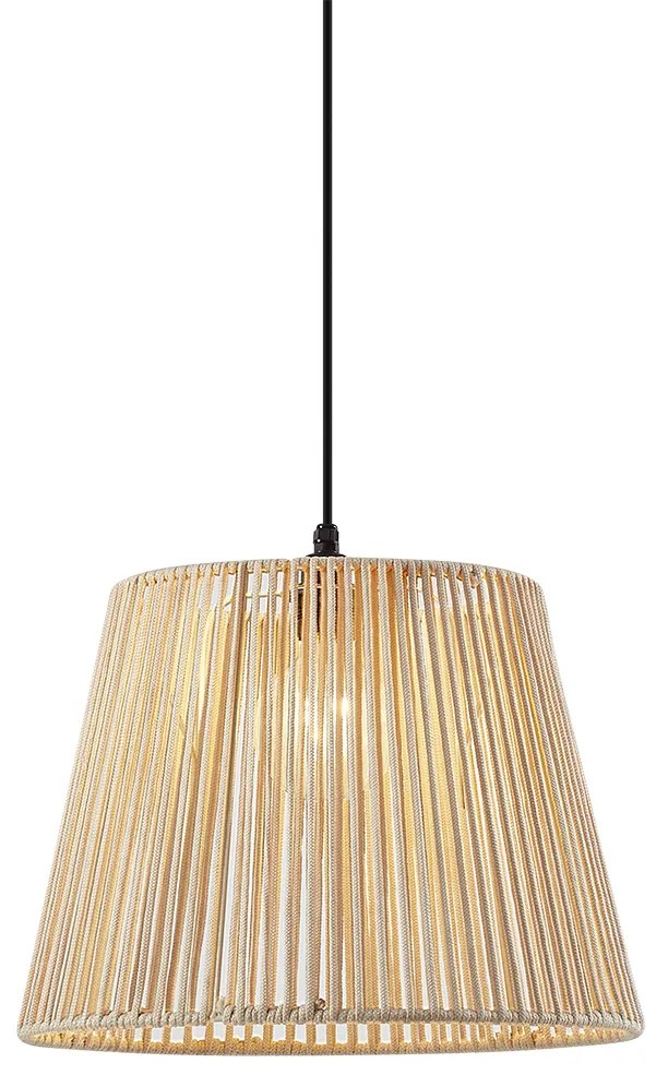 Zewnetrzna Zewnętrzna lampa wisząca czarna z beżowym abażurem ze sznura IP44 - Cava JaylaJapandi Oswietlenie zewnetrzne