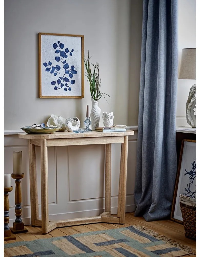 Konsola z litego drewna kauczukowego w naturalnym kolorze 35x100 cm Serrone – Bloomingville