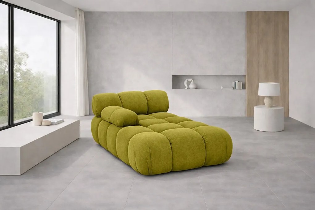 Szezlong modułowy, tkanina welur Salvador, Oliwkowy, Lewy, Selia