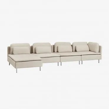 Modułowa Sofa Z Lewą Szezlongiem Z 4 Częściami I Narożnym Modułem Oriol Tkaniny Beżowy Krem - Sklum