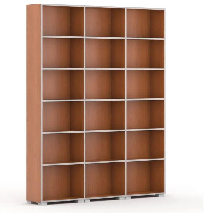 Biblioteka SILVER LINE, 3 kolumny, 2230 x 1800 x 400 mm, czereśnia