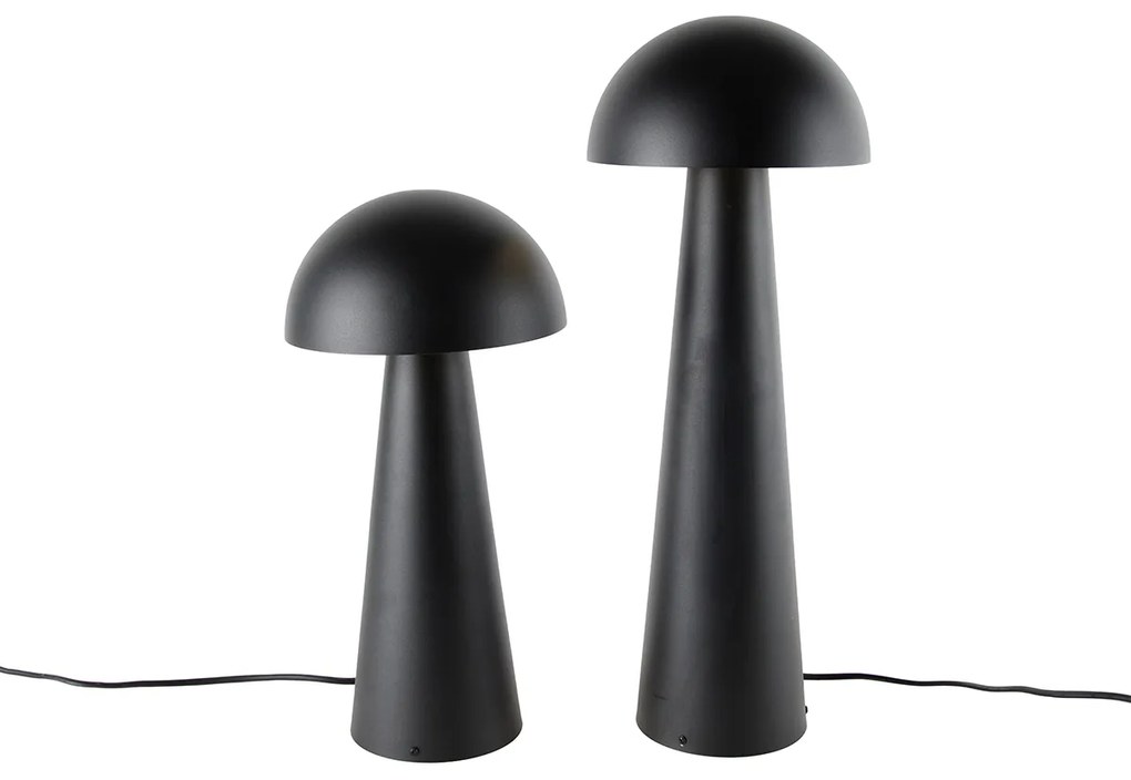 Zewnetrzna Zestaw 2 inteligentnych lamp podłogowych zewnętrznych czarnych 50 cm i 65 cm z Wifi A60 - Mushroom Nowoczesny Oswietlenie zewnetrzne