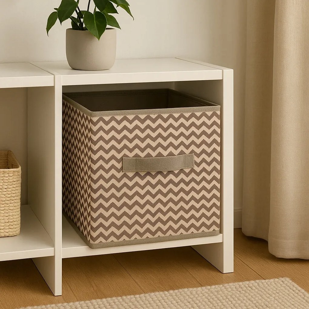 Organizer Tekstylny Wzór Zygzak Pudełko kosz 31x31x31 cm do Szafy Garderoby