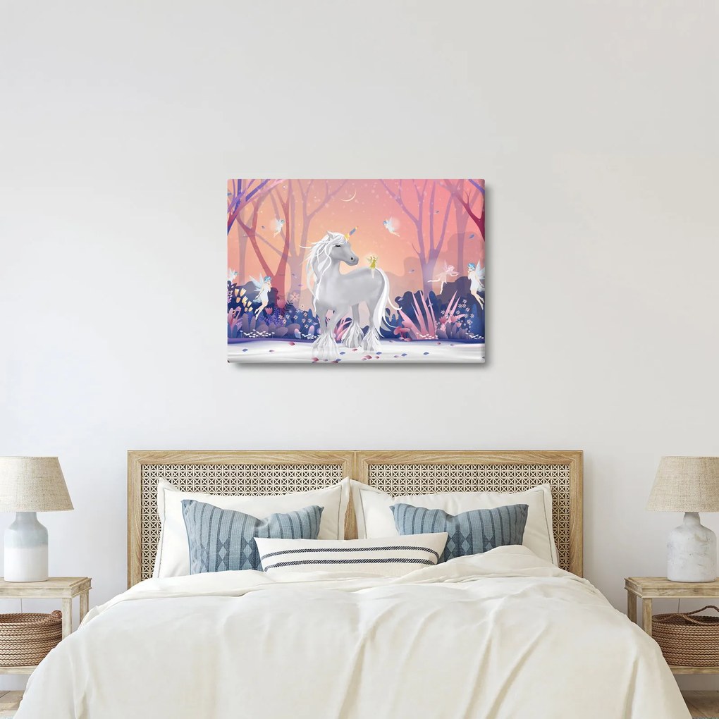 Obraz - Jednorożec w magicznym lesie (70x50 cm)