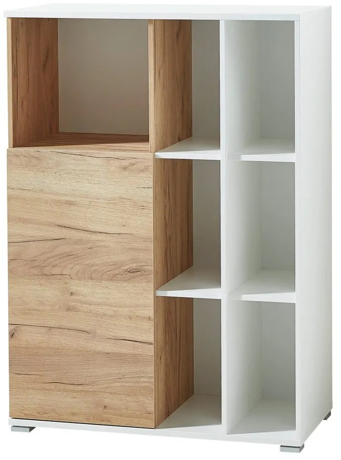 Biały regał w dekorze dębu 85x120 cm Lioni – Germania