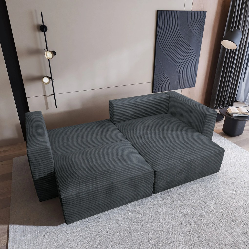Masseno Narożnik NERIO z funkcją spania i pojemnikiem na pościel Narozniki L, Rozkładana sofa - Szary, TILIA 85