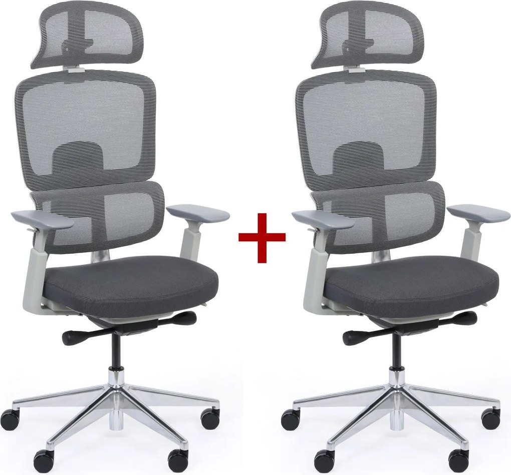 Krzesło biurowe WILMOT MF 1+1 GRATIS, szara rama, szara