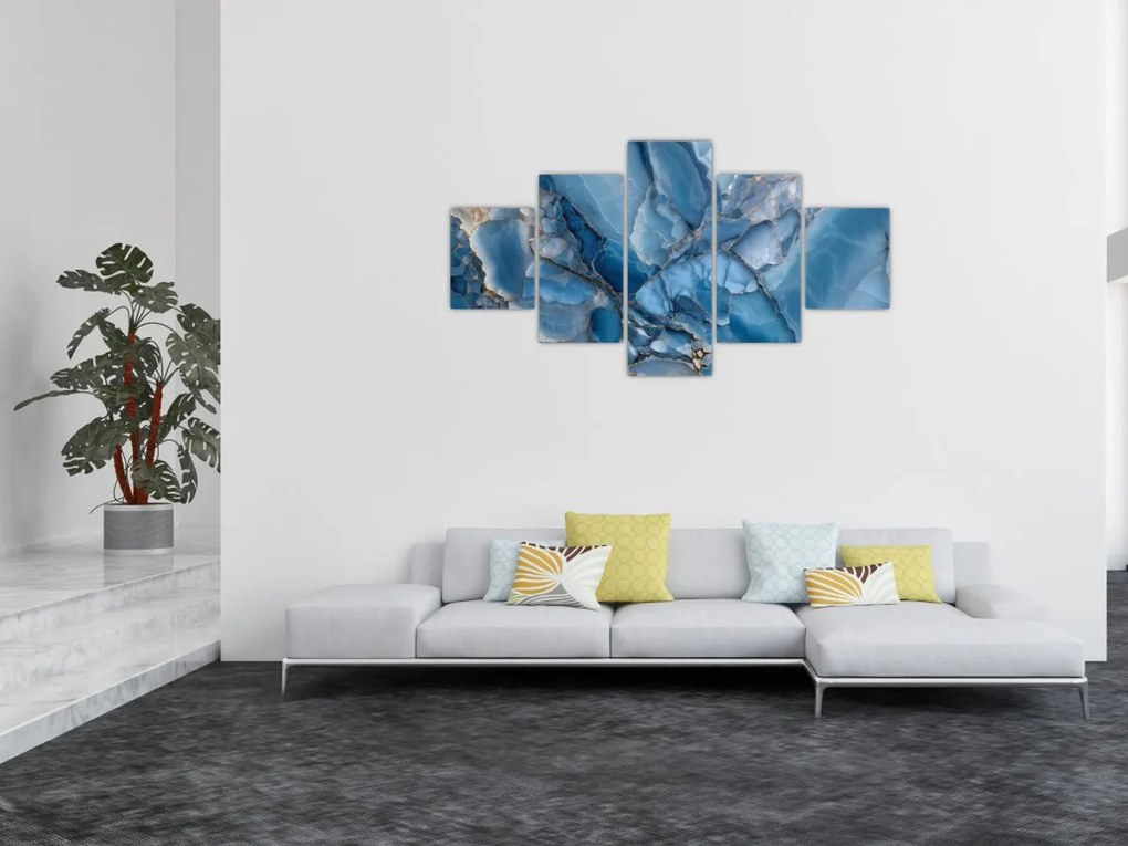 Obraz - Niebieski zróżnicowany marmur (125x70 cm)