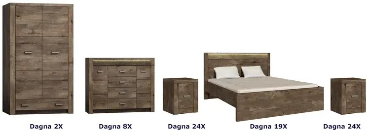 Komplet mebli do sypialni w dekorze jesion ciemny C8-N42