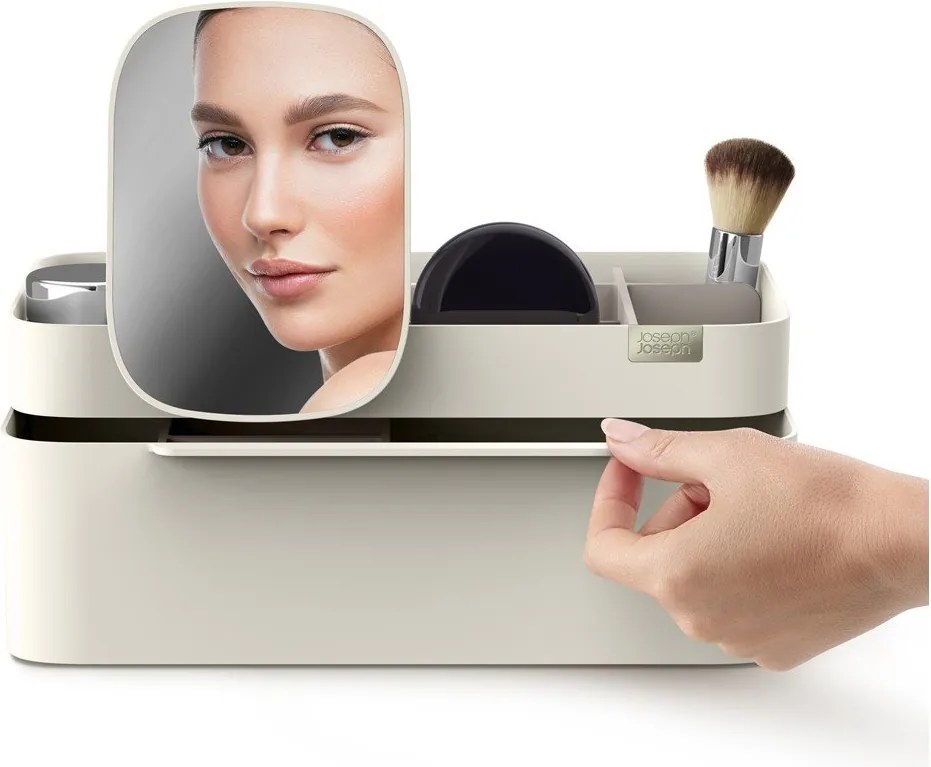 Beżowy plastikowy organizer łazienkowy na kosmetyki Viva – Joseph Joseph