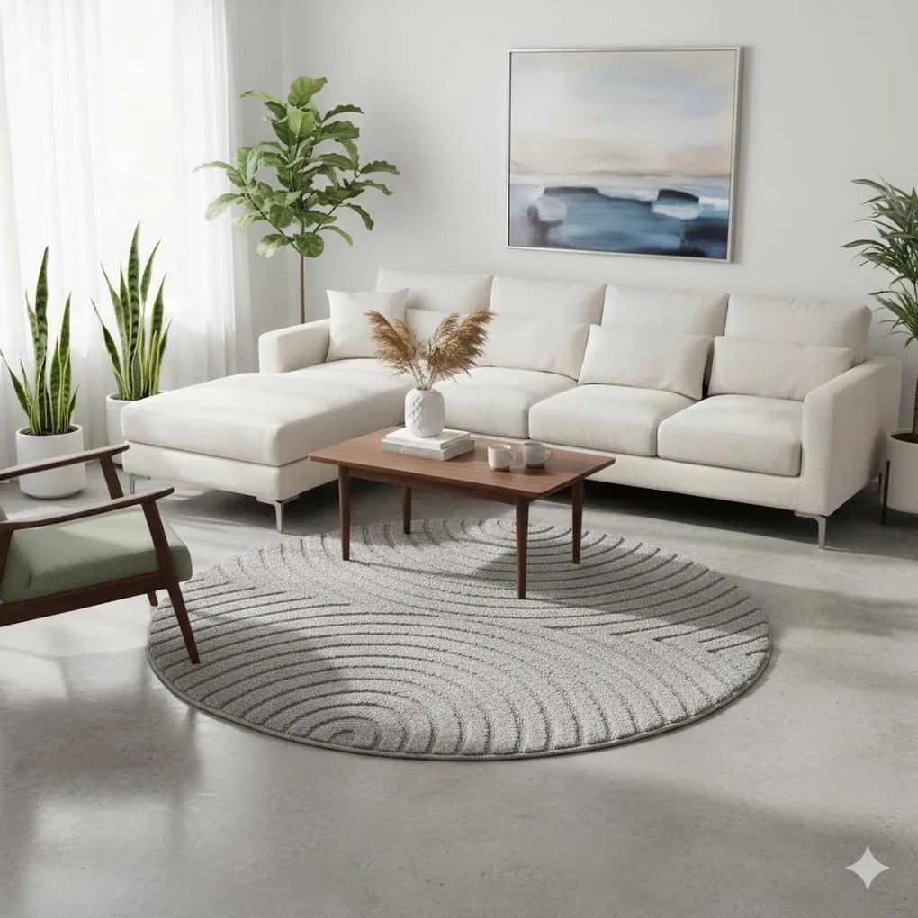 Dywan nowoczesny Art 3D Geometria szary 80 cm x 80 cm  koło