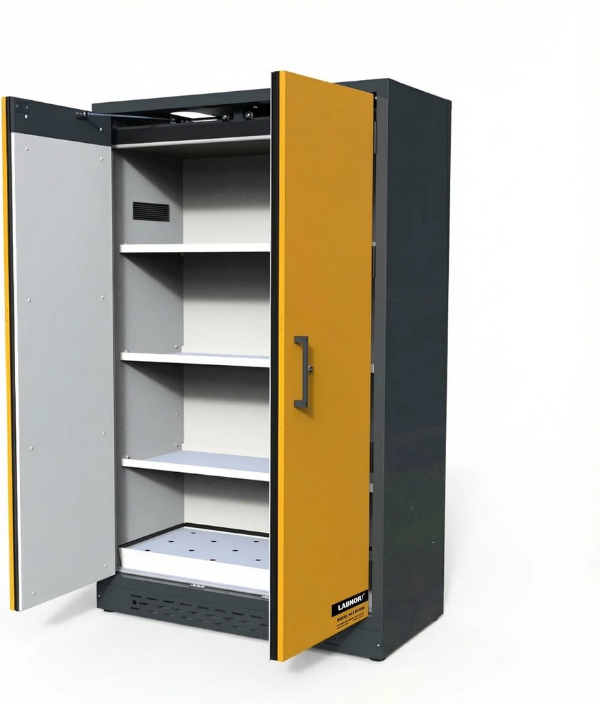 Szafa przeciwpożarowa na substancje niebezpieczne, typ 90, 1200 × 615 × 1950 mm, dwudrzwiowa